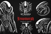 10 Bundle Dark Art Xenomorph Alien, an Illustration by Morspective (Thumbnail 1 of 7)