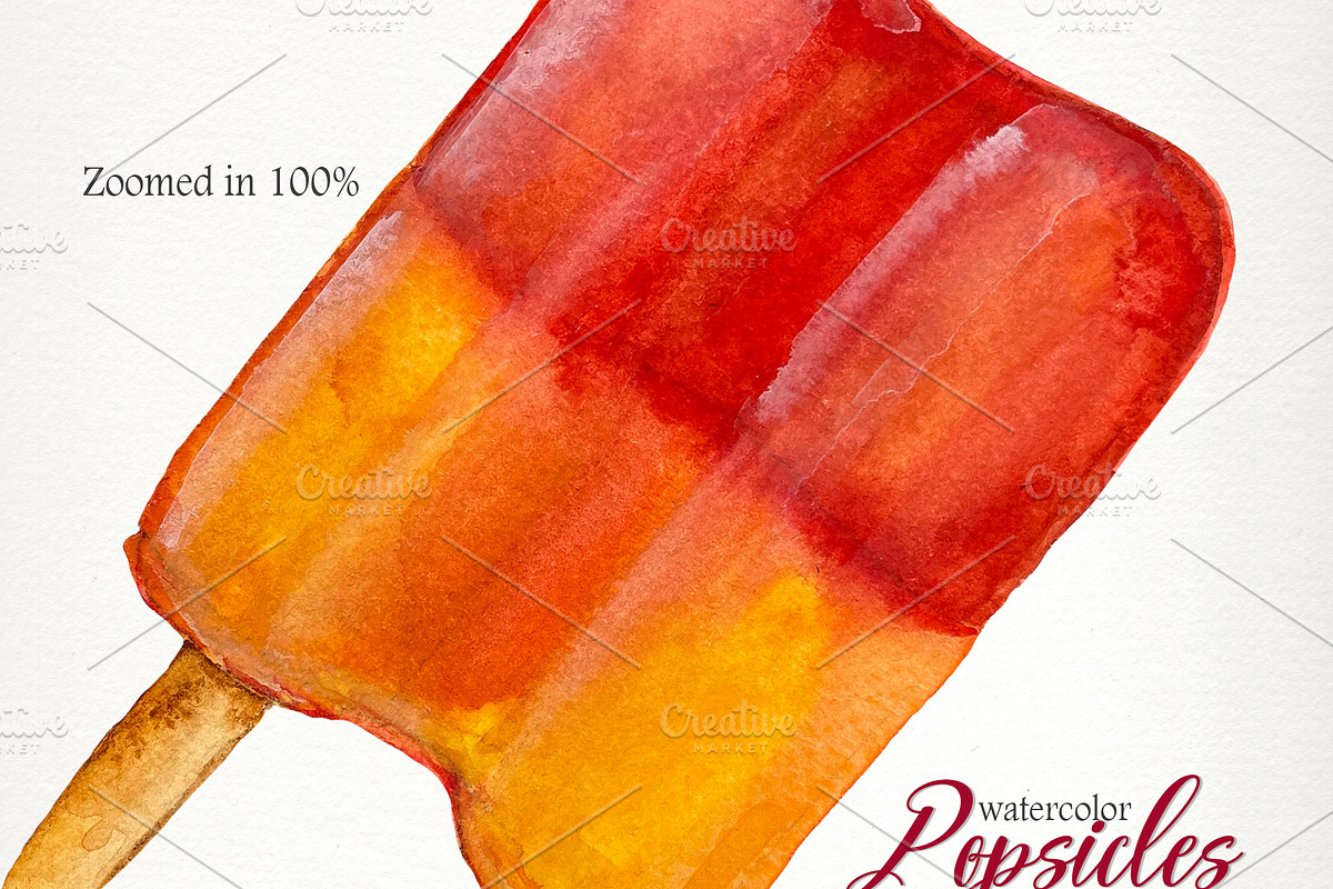 Watercolor POPSICLES Clip Art, an Illustration by SandraGraphicDesign (Photo 5 of 6)