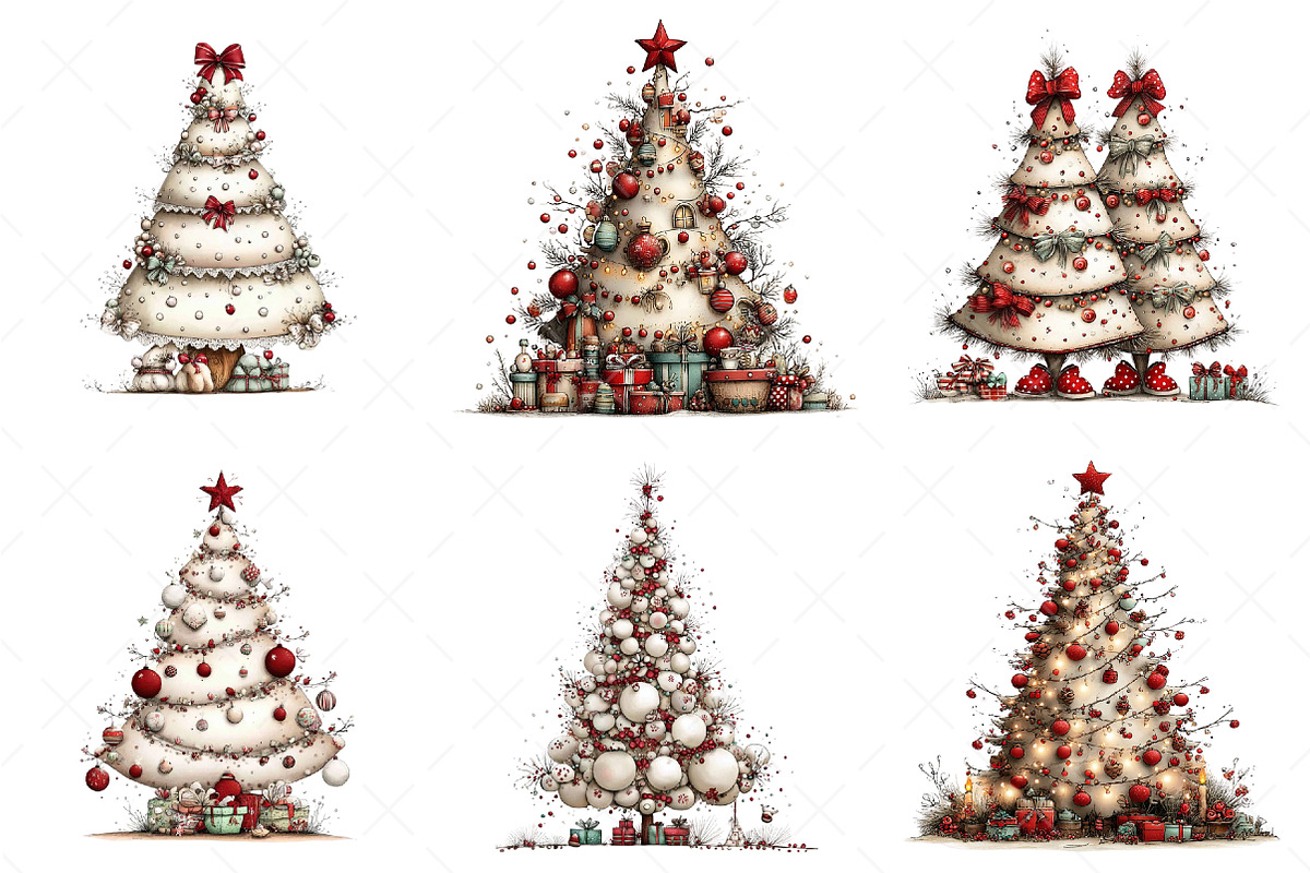 Whimsical Christmas Tree Clipart Png, an Illustration by Craft Nest (Photo 3 of 10)