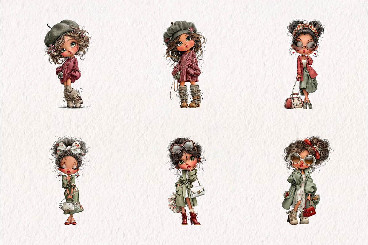 Cute Fashion Girl Clipart Bundle, a Seasonal Illustration by CreationArt (Photo 3 of 7)