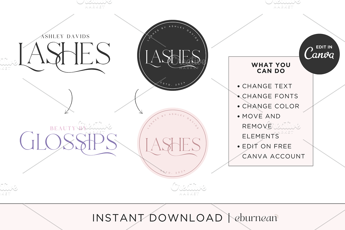 Luxury Lash Tech Logo Template Kit, a Branding & Logo Template by Studio Eburnean (Photo 3 of 4)