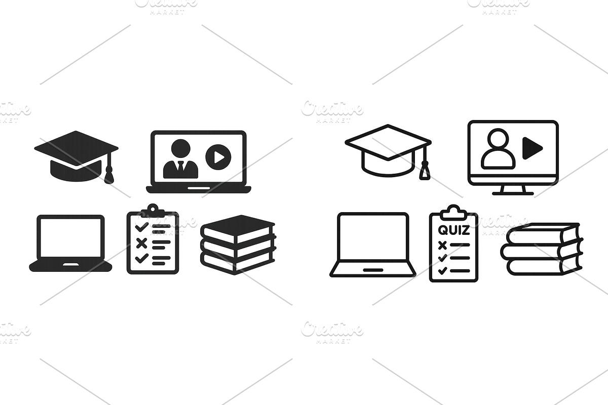 Online education icons representing, an Education Illustration by ZinetroN