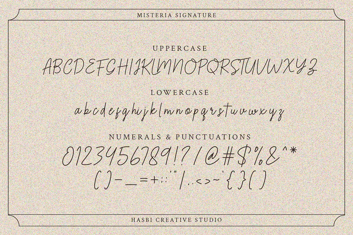 Misteria Signature Font, a Script Font by Hasbi Creative (Photo 9 of 10)