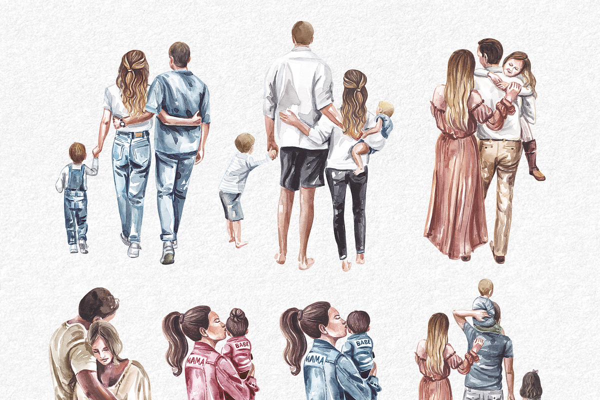 FAMILY watercolor clipart, a Person Illustration by Elena_Sedova (Photo 3 of 9)