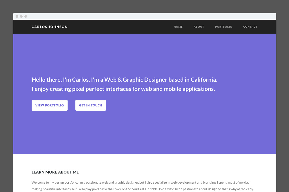 One Page Portfolio (HTML/CSS), a HTML Template by Johnny Jakubowicz (Photo 3 of 5)