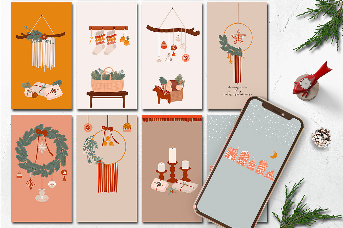 Boho Christmas, warm & cozy, a Seasonal Illustration by Mio Buono (Photo 14 of 17)