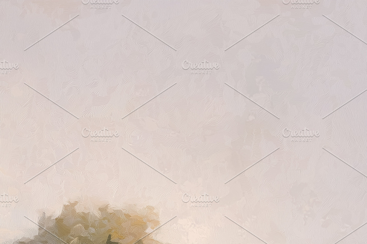 Misty morning landscape painting with trees showing a serene fie, a Decorative Illustration by Studio ANNA
