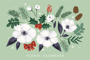 Christmas Flowers. Seamless Patterns