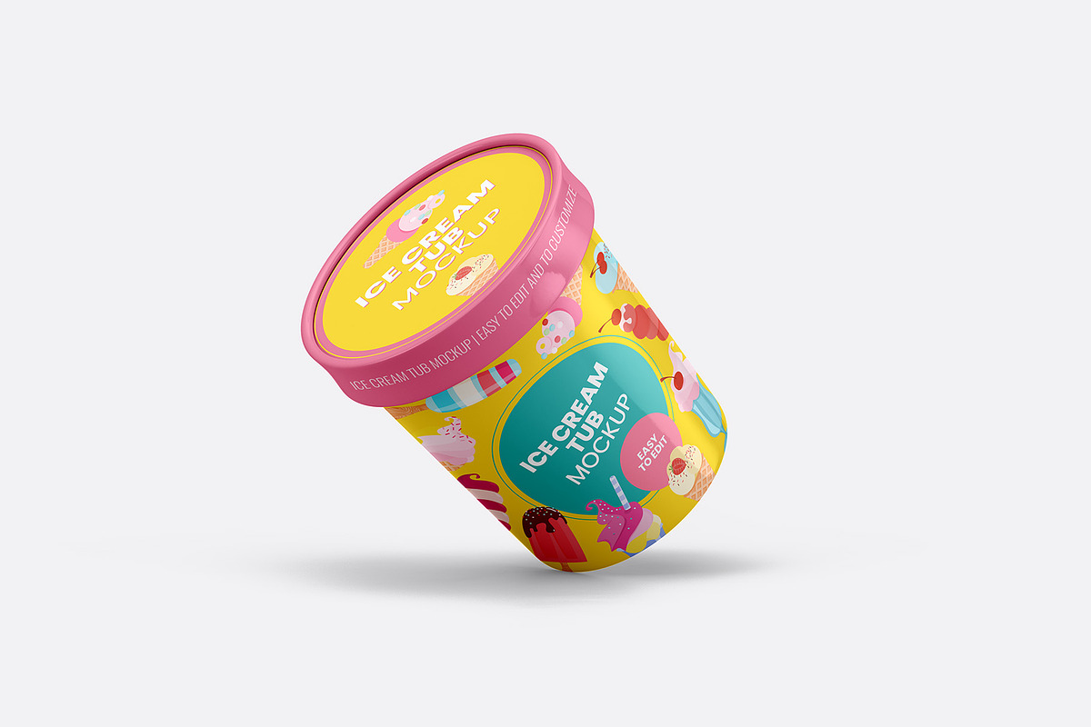 Ice Cream Tub Mockup - 8 views, a Packaging Mockup by Illusiongraphic (Photo 8 of 19)