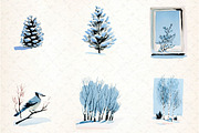 Watercolor Winter Clipart Collection, an Illustration by DreamCafeArt (Thumbnail 6 of 6)