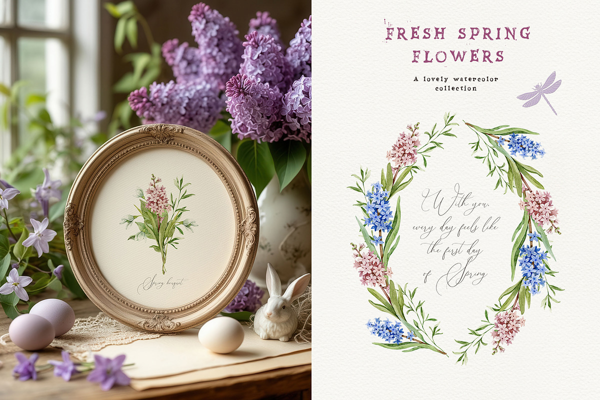 FRESH SPRING FLOWERS watercolor set, a Decorative Illustration by long summer (Photo 2 of 11)