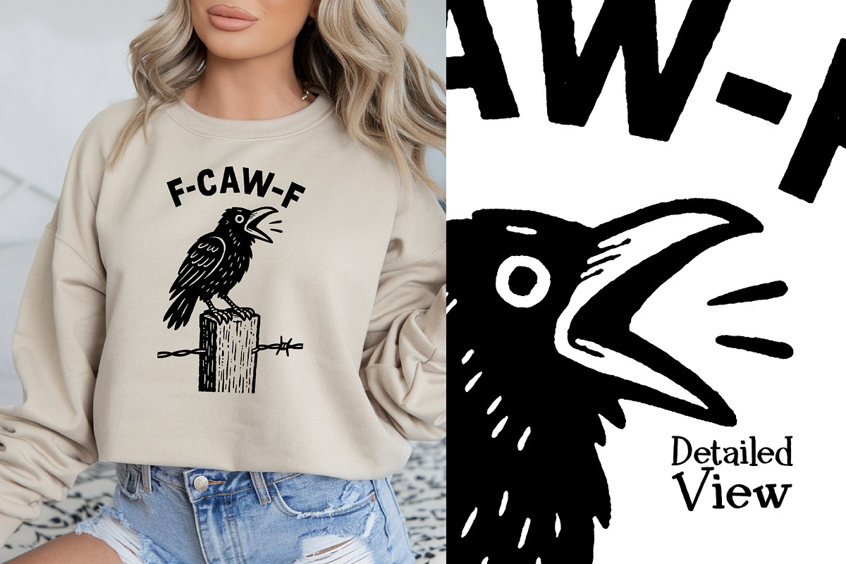 F-CAW-F Crow Sublimation PNG Set, an Animal Illustration by Heather Green Designs (Photo 3 of 5)