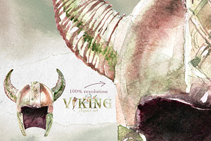 Watercolor Viking Clipart Set