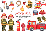Watercolor Firefighter Clipart PNG, an Education Illustration by PatternPalette (Thumbnail 1 of 2)