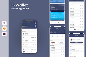 E-Wallet Mobile App UI Kit, an UI Kit Template by uicube