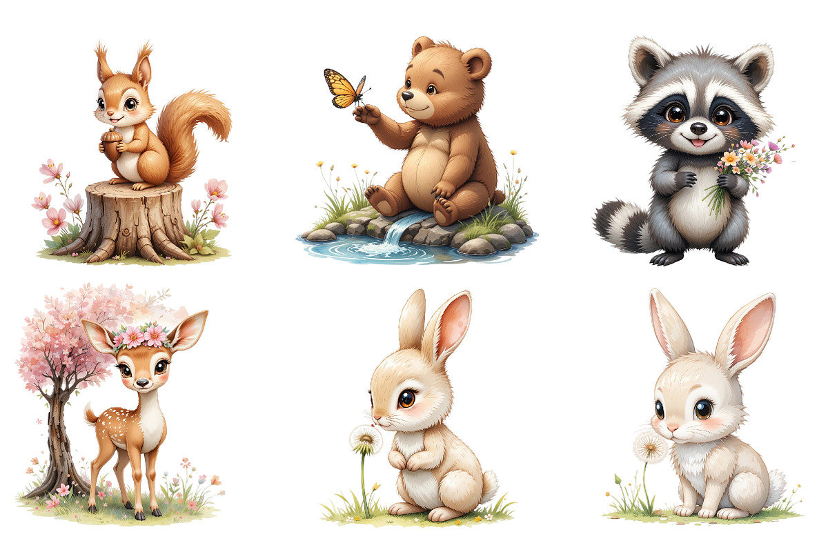 Forest Spring Woodland Animals Clipa, an Illustration by DreamArtGraphic (Photo 4 of 4)