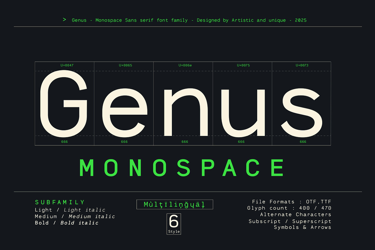 Genus - Monospace Sans Serif Font, a Sans Serif Font by Artistic & Unique (Photo 8 of 15)