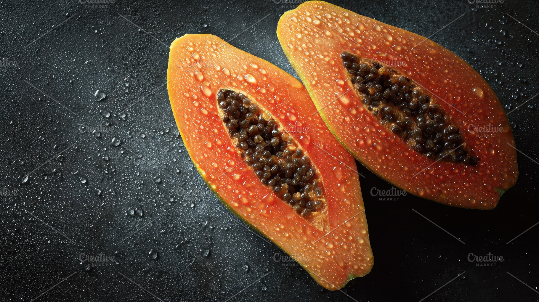 Ripe papaya halves showcasing, a Photo by Pavel_design