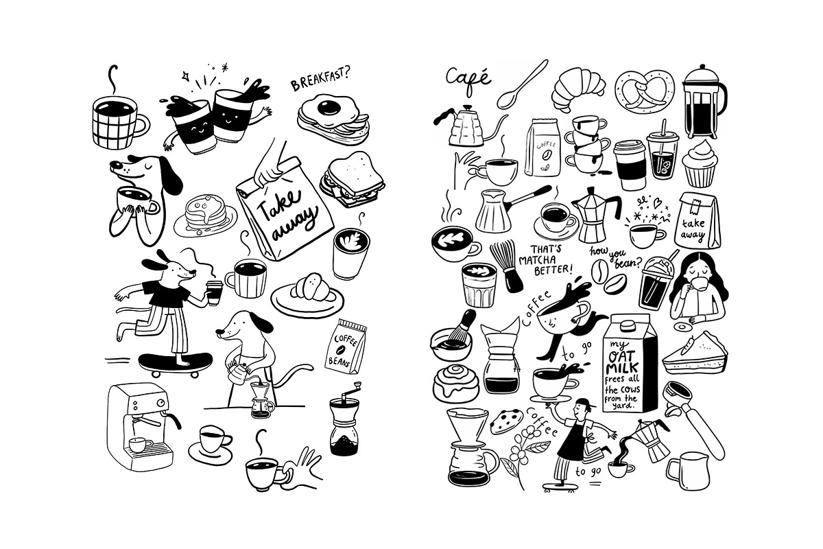 Café & Coffee Line Art Illustrations, a Food Illustration by sernuretta (Photo 2 of 6)