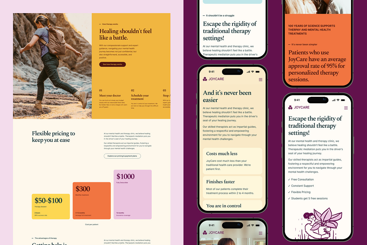 JoyCare -  Landing Page UI&UX Kit, a Landing Page Template by Base Design Studio (Photo 3 of 4)