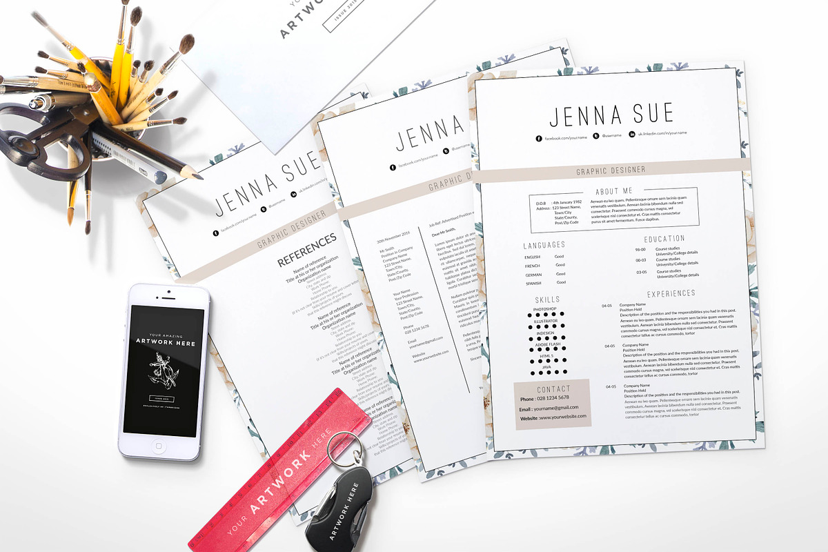 Floral 1 page resume, a Resume Template by Chic templates (Photo 2 of 4)