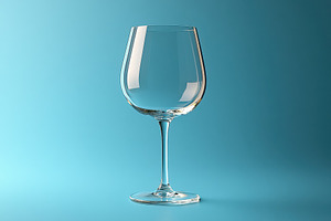 Elegant glass resting on a solid blu, a Photo by Tanuart