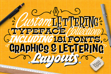 Custom LETTERING Collection, a Slab Serif Font by Vintage Voyage Supply