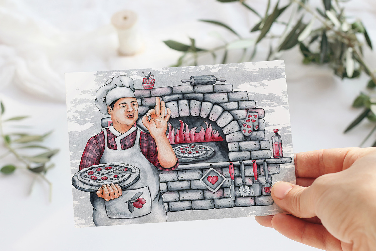 Chef cook, clipart, digital paper, a Food Illustration by Artmanata (Photo 15 of 18)