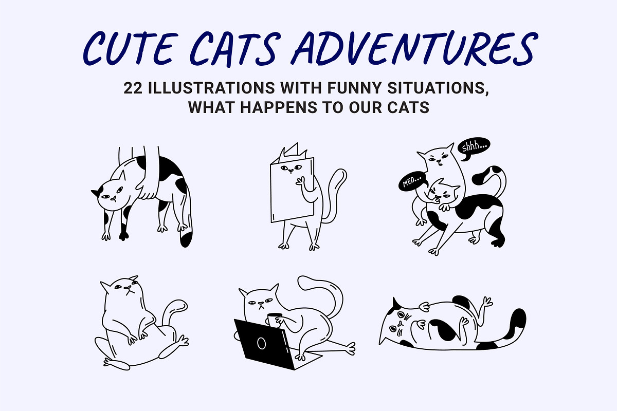22 Funny cats vector illustration 3, an Animal Illustration by Yanakicc (Photo 2 of 11)