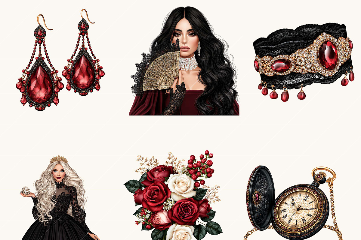 Dark Queen Clipart Bundle, an Object Illustration by BusyDaydesign (Photo 5 of 7)