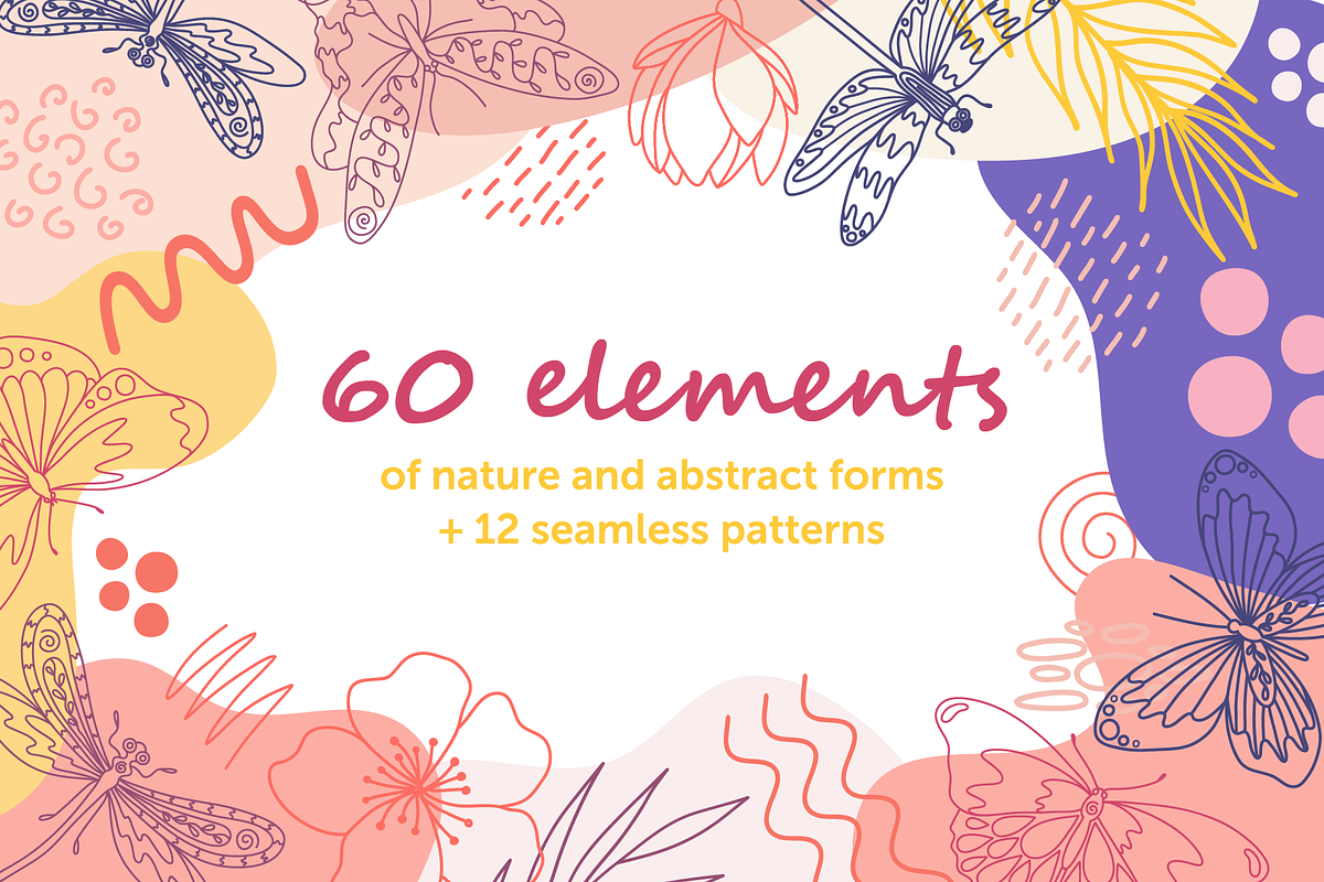Organic natural set & patterns, a Pattern Graphic by museberry (Photo 1 of 9)