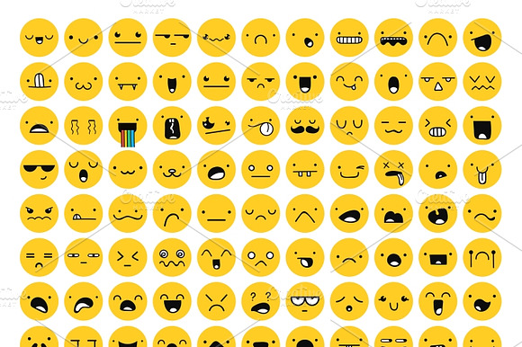 Great Set 99 Yellow Emotion Isolated
