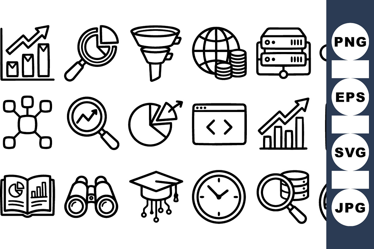Business Data Analytics Icons Set, an Illustration by designvectx (Photo 1 of 3)