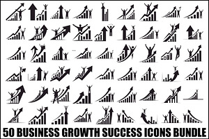 50 Business Growth Success Icons Bun, an Illustration by Designer_Momina
