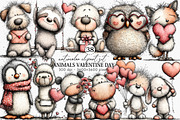 Animals Valentine Day Clipart, an Illustration by Canvas Craft (Thumbnail 1 of 6)