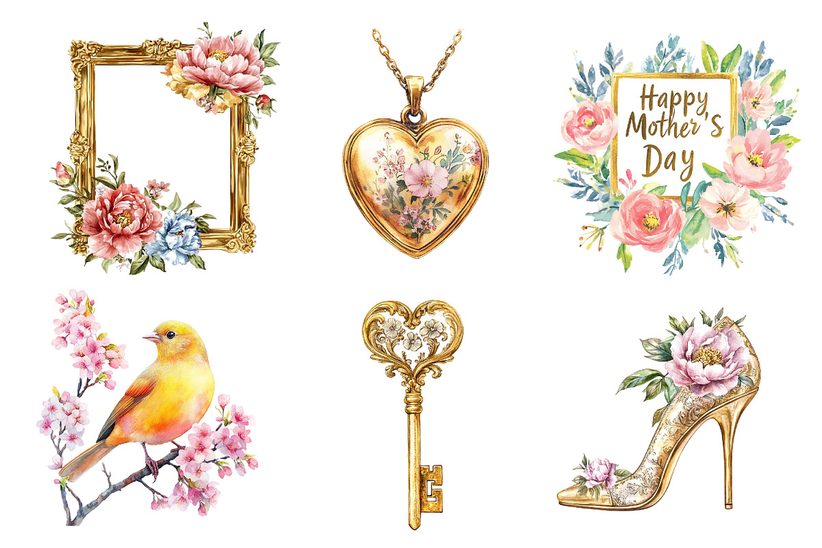 Golden Mother's Day Clipart, an Illustration by CreationArt (Photo 3 of 5)