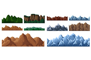 8bit Pixel Game Mountains And Hills