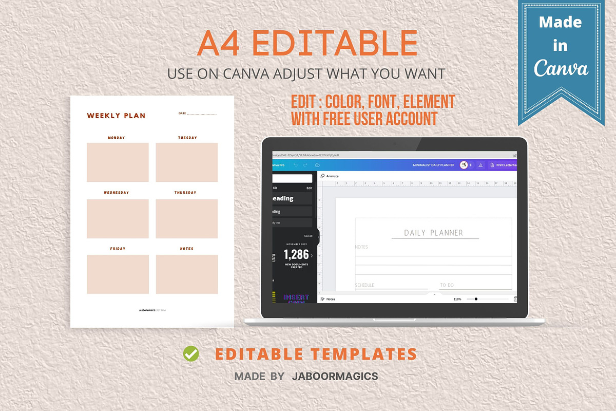 Weekly Planner Template, Canva, a Templates & Theme by Jaboor Magics (Photo 2 of 4)