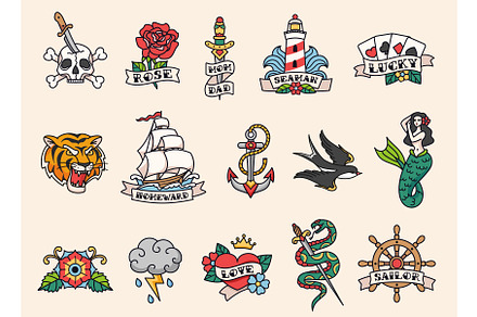 Sailor tattoo designs. Old school, an Object Graphic by winwin.art