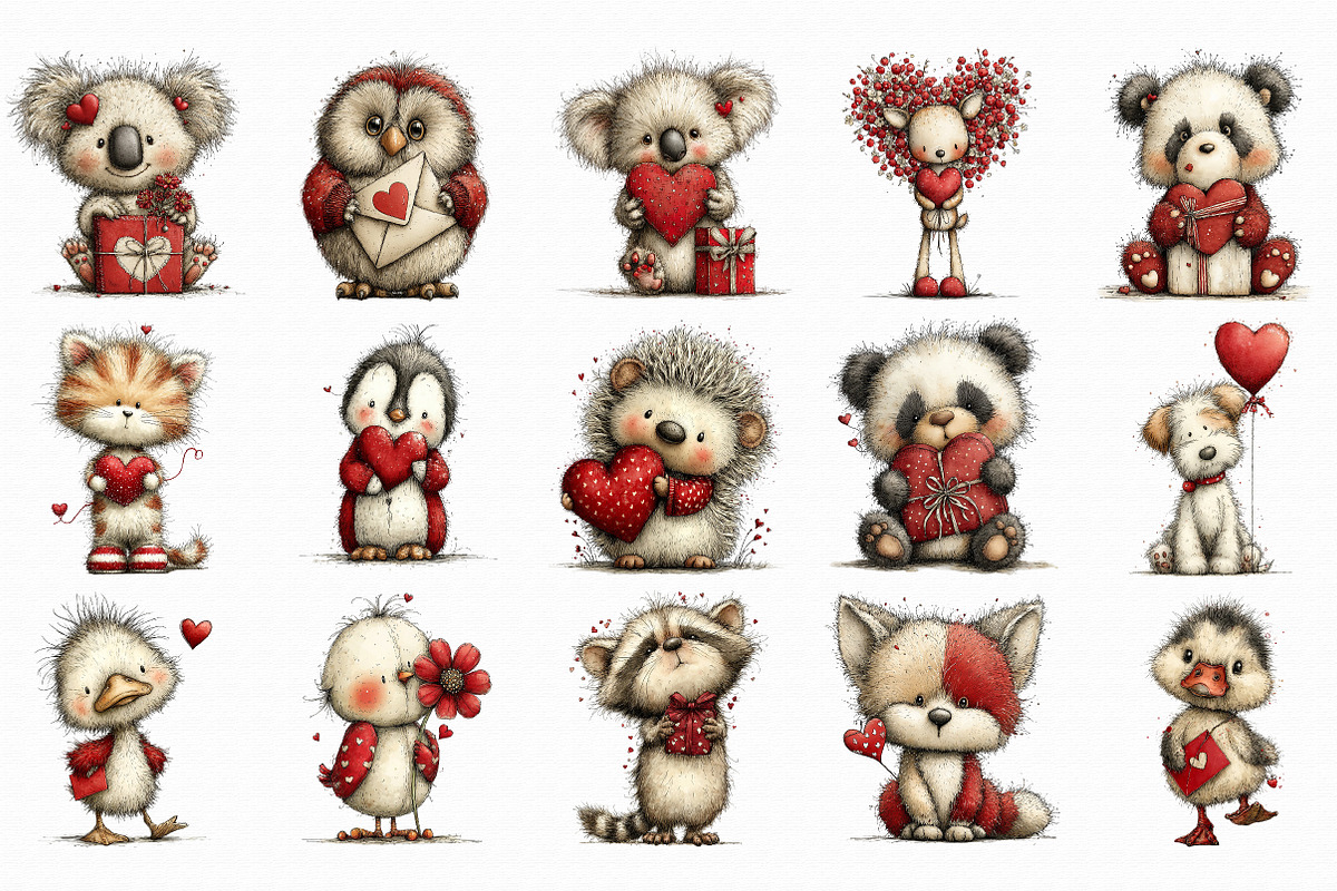 Whimsical Valentine Animals Bundle, an Illustration by Libby Wishes (Photo 5 of 5)