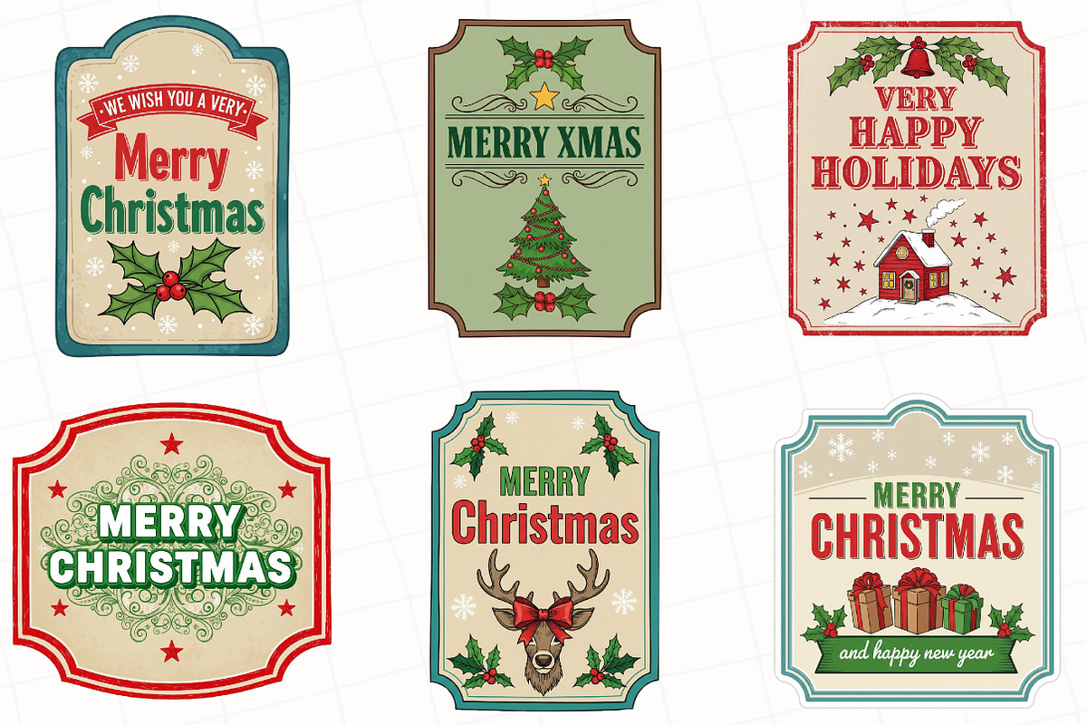 Vintage Christmas Label Sublimation, an Illustration by OK Design (Photo 4 of 5)