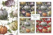Watercolor Floral Pumpkin Clipart., a Decorative Illustration by VetaDesign (Thumbnail 9 of 10)