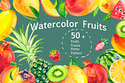 Watercolor tropical fruits., a Texture Illustration by lilisavelieva (Thumbnail 1 of 5)