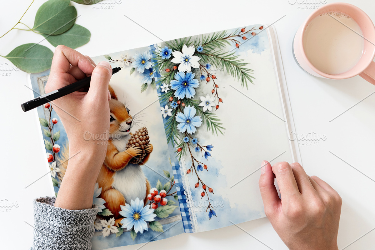 Woodland Winter Junk Journal Pages., a Seasonal Illustration by GalaDesign03 (Photo 7 of 7)