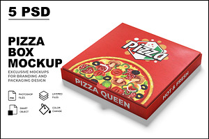 Pizza Box Mockup, a Packaging Mockup by mockupbuys