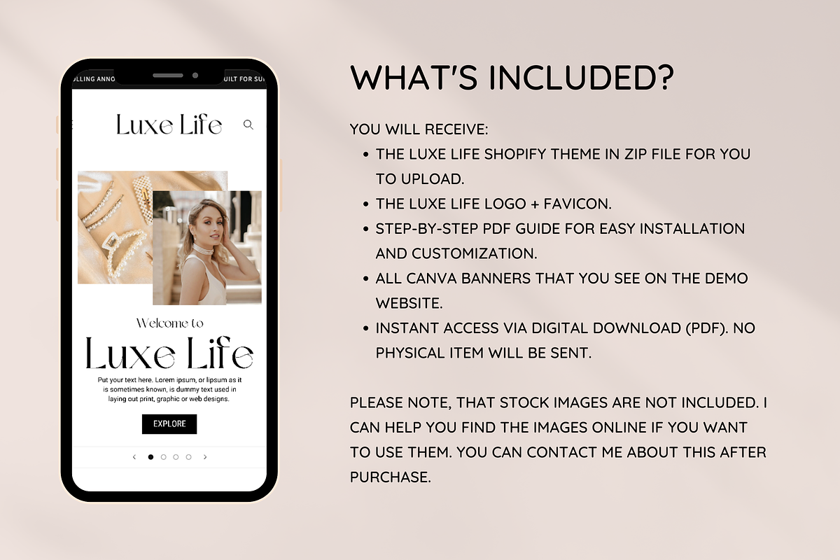 Beige Shopify Theme, a Shopify Template by SunshineStudioBoutique (Photo 2 of 9)