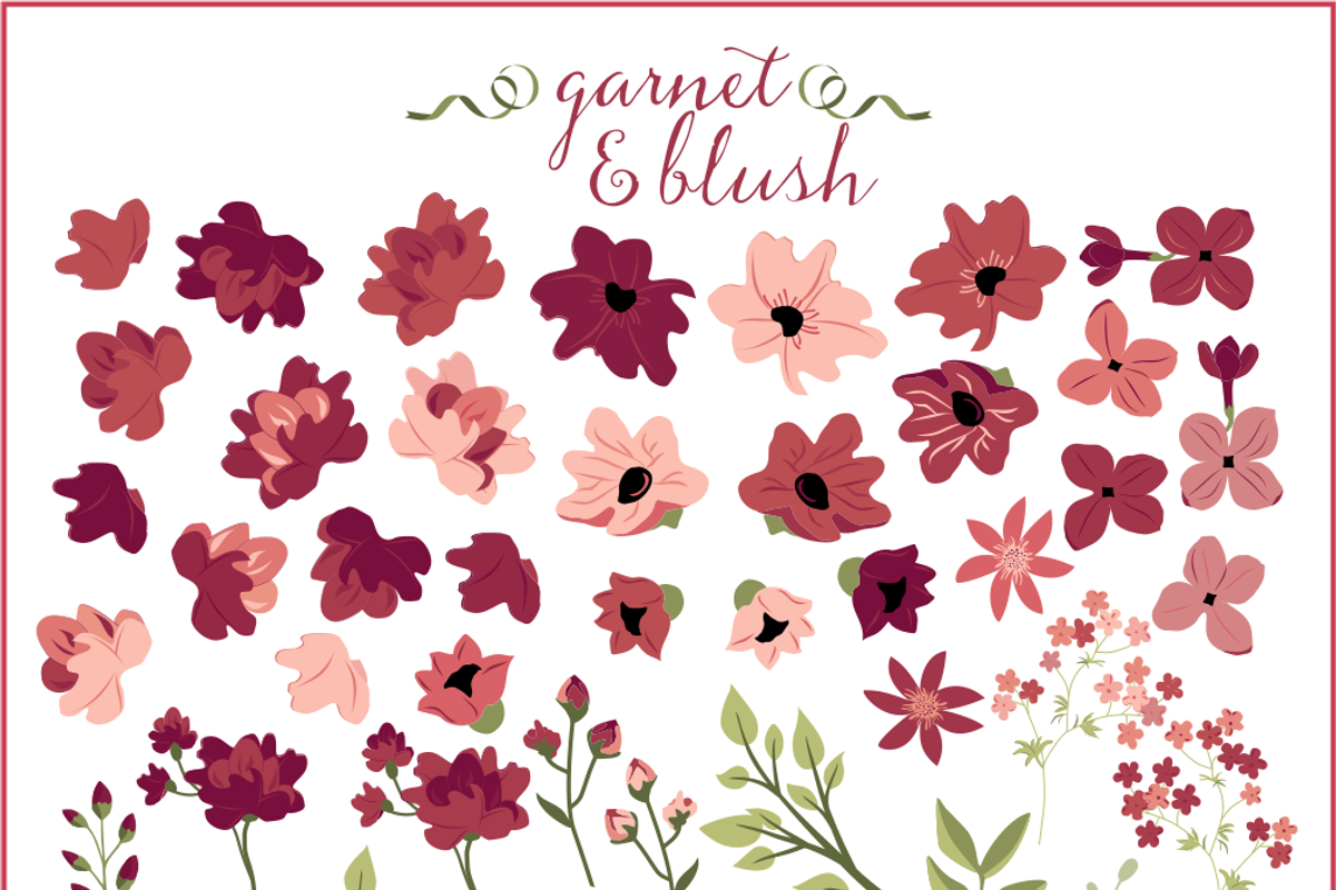 Blush & Burgundy Flowers & Greenery, an Illustration by Kelly Jane Creative (Photo 3 of 3)