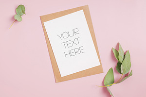 Letter mock-up on pink. JPG and PSD, a Print Template by Imageblend