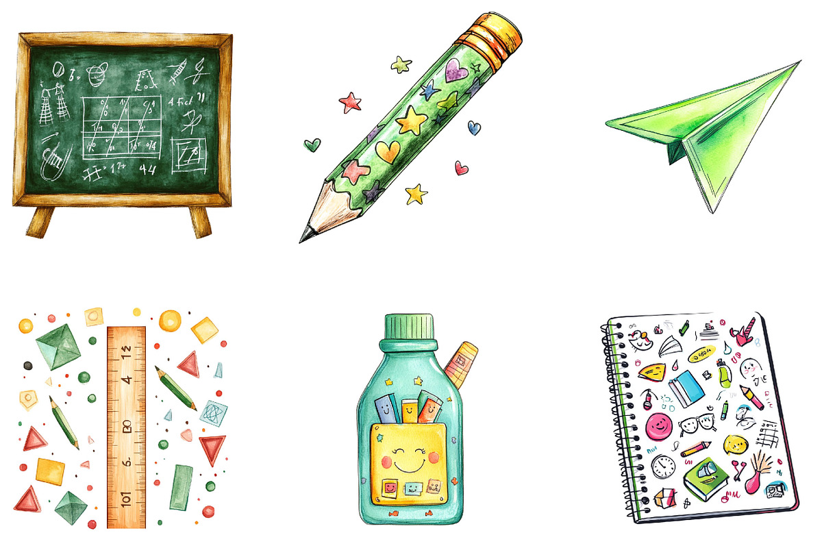 Doodle Back to School Clipart, a Seasonal Illustration by Designking (Photo 5 of 5)