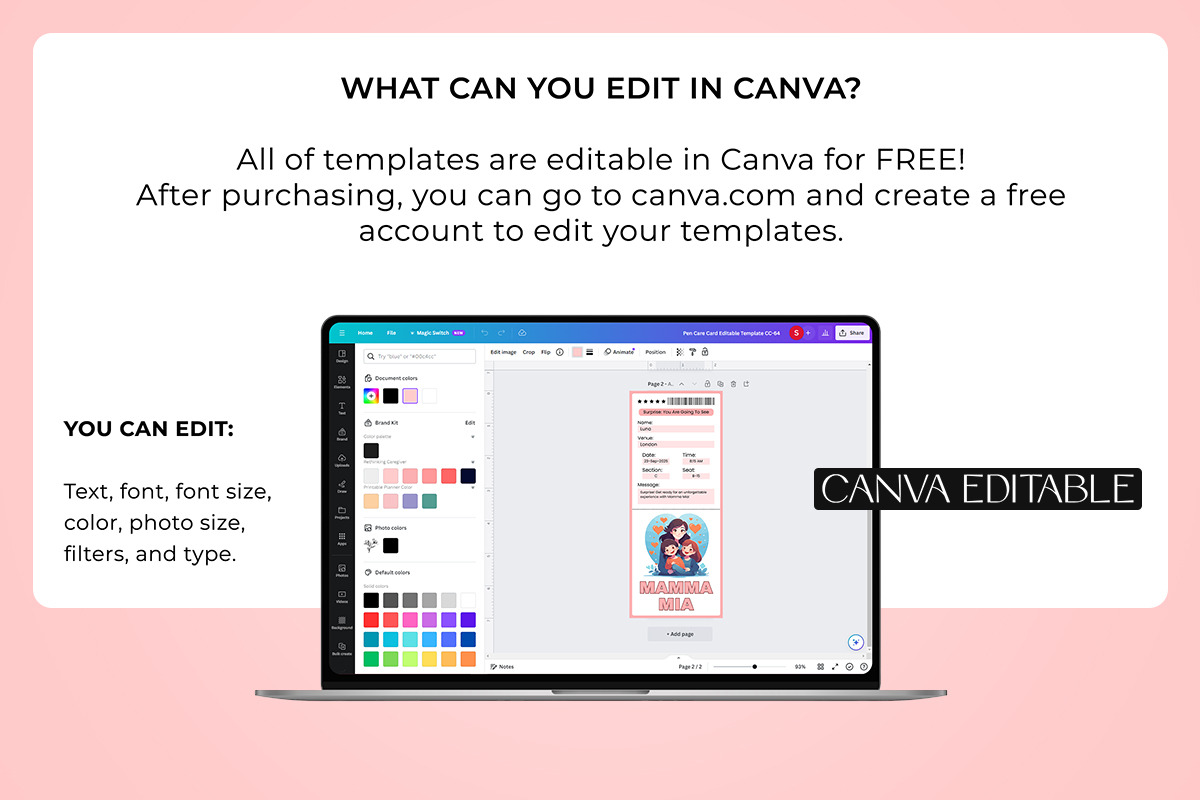 Mamma Mia Broadway Canva Ticket Temp, a Card Template by Snapybiz (Photo 7 of 8)